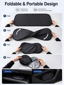 Parasol para parabrisas de coche con bolsa de almacenamiento - Visera solar retráctil para ventana delantera, protección UV & escudo de aislamiento térmico, parasol plegable para coche, adecuado para sedanes, camiones & SUVs - A - Ver 6