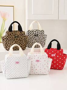Bolsa de almuerzo aislada con lunares retro de moda, bolsa térmica elegante y minimalista a prueba de fugas, bolsa enfriadora aislada reutilizable de gran capacidad, adecuada para trabajo, escuela, picnic y viajes a parques temáticos, regalo de vuelta a la escuela en otoño, regalo de Navidad, regalo del Día de San Valentín - Multicolor - Ver 2