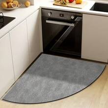 1pc Fan-Shaped Kitchen Corner Rug, Gray Faux Cowhide Home Decor Carpet, Curved Shower Room Mat, Suitable For Corner Kitchen, Shower Area, Minimalist Premium Texture Fabric, Soft And Easy To Clean, Machine Washable, Room Decoration Rug - Light Grey - View 3