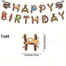 1 Set Snake Happy Birthday Banner, Reptile Jungle Theme Birthday Garland, Birthday Party Celebration Decoration Slogan And Party Supplies - A - View 6