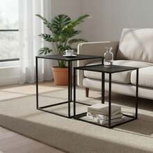 KIWI MOBLEKIT | Wooden And Metal Side Tables For Living Room Or Bedroom, Modern Functional Tables With Different Shapes And Heights, Fixed Or Folding Options For Home - 黑色 40/35 – 互鎖 - 查看 4