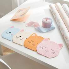 20/40/60pcs Cute Cat Shaped Disposable Cocktail Napkins, Hand-Drawn Cat Face Print, 4 Designs, 2-Ply Die-Cut Paper Napkins, Suitable For Birthday Party, Baby Shower, Animal Theme Event, Picnic And Dessert Table Decoration - Multicolor - View 3