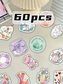 SCXXBSW 60pcs These Beautician-Themed Stickers Are Ideal For Stationery, Desk Essentials, Planners, Notebooks, Laptop Accessories, Calendars And Other Irregularly Shaped Items. They Are Perfect As Rewards, Festive Gifts And For Travel Enthusiasts. - Sticker - View 2