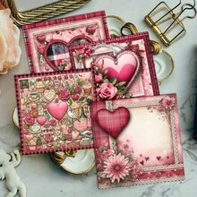 24 Sheets 6*6 Inch Vintage Heart Plaid Pattern, Distressed Paper Texture Scrapbooking Paper, Suitable For Collage, Handmade Origami Projects, Decorative Paper, DIY Paper, Handmade Scrapbook, Bullet Journal, Art Collage | Natural Elements - Square - View 8