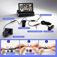 Car Mounted Baby Monitor With Adjustable Night Vision Angle, Easy Installation, Compatible With All Models,Real-Time Monitoring Of Children In The Car - Black - View 4