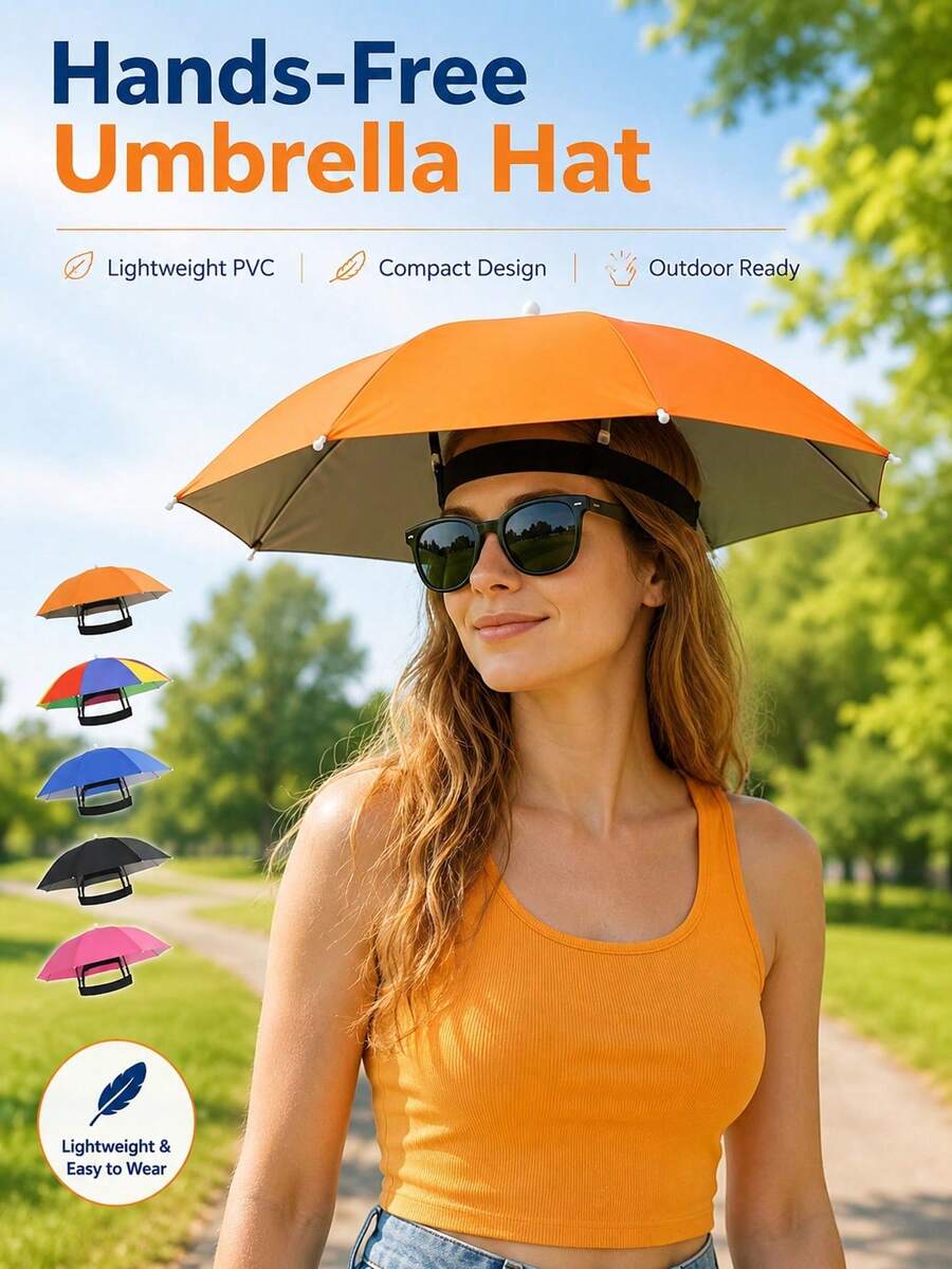 Multifunctional Hands-Free Sun Umbrella Hat With UV Protection And Waterproof Coating, Lightweight Sun And Rain Protection Hat, Unisex, Multi-Color Wearable Head-Mounted Sun Umbrella, Suitable For Outdoor Camping, Vacation, Fishing, Yard And Garden Use - A - View 1