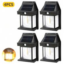 1PC/4PCS The Outdoor Solar Wall Lamp Has 3 Modes And A Motion Sensor And Is Suitable For Various Usage Scenarios Including Garden Alley Garden Fence Amall House Lights And Security Lights - Style a - View 8