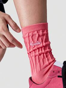 1/4/8 Pairs Men's Mid-Calf Socks, Japanese Style Vertical Stripe Textured Long Socks, Minimalist Letter Embroidery Candy Color Sports Mid-Calf Socks, Fun Socks, Men's Hip-Hop Socks - Multicolor - View 12