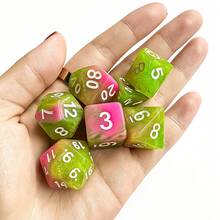 7-Piece Set Colorful Galaxy Theme Polyhedral Dice, Suitable For D&D RPG Tabletop Games And Role-Playing Dragon Tabletop Games, Multiple Dice - Multicolor - View 7