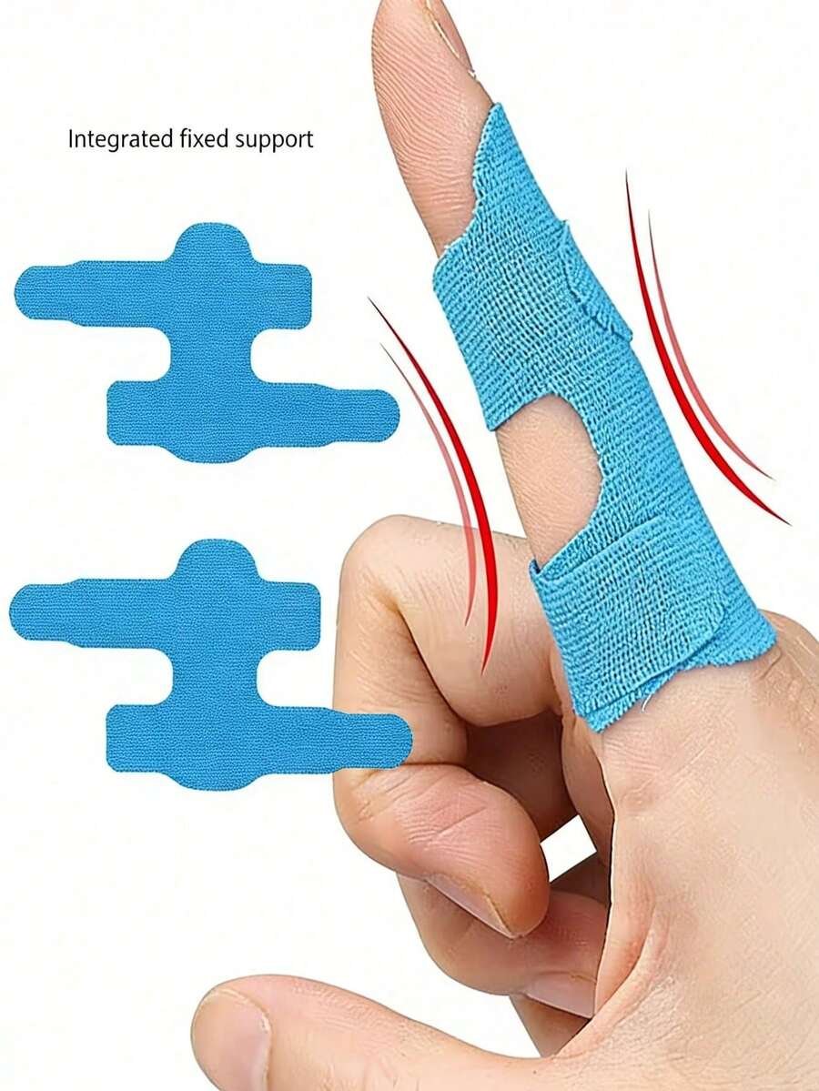 5pcs Double-Strap Asymmetrical Finger Wrap, Elastic Support, Finger Protection, Comfortable Muscle Power Tape, Pre-Curved Finger Bandage, Lightweight Support, Breathable Polyester Fiber, Anti-Slip And Anti-Wrinkle - A - 查看 1