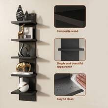 1/2 Piece Set Of 5-Layer Wall Frame Unit - Narrow Smooth Laminated Veneer - Vertical Column Wall Decoration Installation Floating Storage Home Decoration Organizer High Tower Bedroom, Living Room Practical Frame, Black And White Optional - Mixed Colors (thickened) - View 3