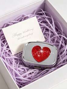 Shiny Rhinestone Pill Box, Fashion Heart-Shaped Rhinestone Pill Box, Mini Compartment Pill Box, Travel Pill Box Container, Moisture-Proof Small Pill Box, Suitable For Daily/Outdoor/Travel, Suitable For People Who Care About Health And Use Anytime Anywhere, Unique Back To School Gift, Holiday Gift, Birthday Gift, Party Gift - Multicolor - View 6