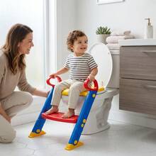 Kids Potty Training Toilet Seat With Foldable Ladder Steps – Adjustable Non-Slip Toddler Toilet Trainer Seat Stable & Easy Use - Blue/red - View 8