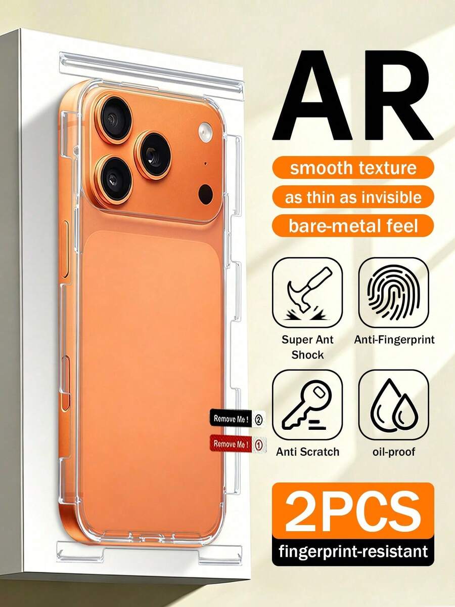 XINHONGYU 2片裝全螢幕霧面螢幕保護貼,相容 iPhone 17 Pro Max/17 Air/17 Pro,含側邊+背面貼膜,附安裝工具 - 無色 - 查看 1
