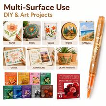 Direct Liquid Acrylic Soft Tip Marker Set, 10 Theme Color Series 120 Colors, Soft And Bouncy Pen Tip With Delicate And Controllable Lines, Student Art Professional Painting Character Brush Set, Graffiti Coloring DIY Animation Character Hand-Drawn Marker, Suitable For Glass, Plastic, Metal, Cardstock, Clothing And Other Surfaces, Suitable For Students - Marker - View 7