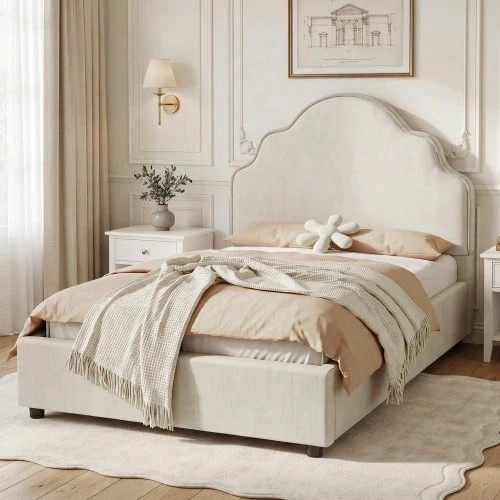 Upholstered Bed, Single Bed, Children's Bed 90 X 200cm - 米色 - 查看 1