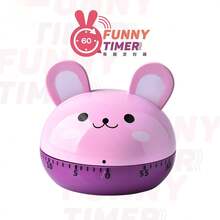 1pc Mechanical Kitchen Timer, No Battery, Colorful Animal Face Design And Dome-Shaped Body. Manually Rotatable ABS Timer Has A 55-Minute Countdown Function, Making It Ideal For Use In The Kitchen, For Studying, And For Back-To-School Season. - Multicolor - View 13