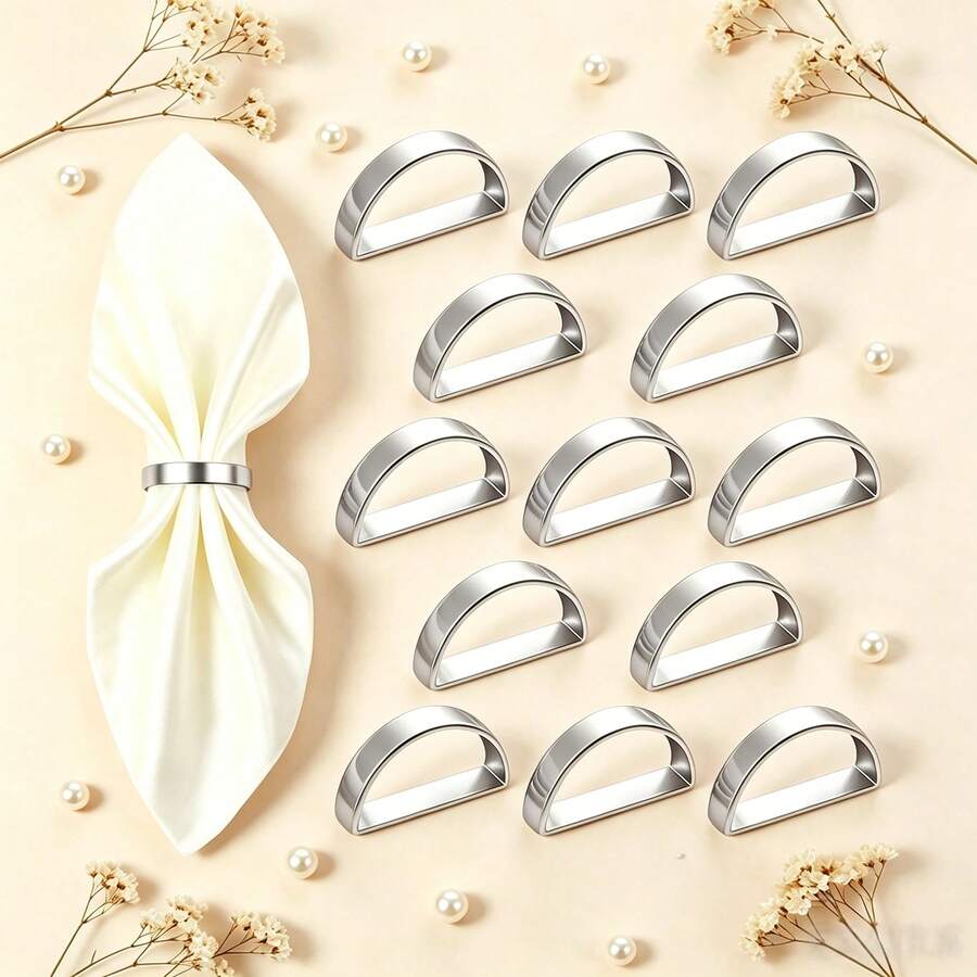4-24 Stücke matte goldene D-förmige Serviettenringe, halbkreisförmige Metall-Serviettenhalter-Schnallen, Tischdekoration, Hochzeit, Bankett, Party