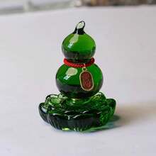 1pc Glass Rotating Gourd Ornament, Rotating Fortune And Prosperity Auspicious Small Gift, Yellow Crystal Drip Gourd - Multicolor - View 5