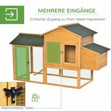 Shed For Dwarf Chickens With Run And Nesting Box, Fir Wood, Yellow/Green, 168x75x103 Cm, Ideal For Dwarf Chickens. - 查看 6