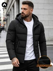 Áo khoác thể thao thường ngày nam thu đông, túi lớn thời trang, mũ trùm đầu tháo rời, lớp lót giữ nhiệt dày dặn - màu đen - Xem 4