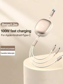 Kabel Pengisi Daya Cepat 3-in-1 100W (MAX) & Kabel Tiga-ke-Tunggal yang Dapat Ditarik, Kabel Data Pengisian Daya TPE Tahan Lama Kompatibel dengan iPhone dan Seri , Kabel Pengisian Daya Efisiensi Tinggi, Kompatibel dengan iPhone. Kompatibel dengan iPhone 16/15/14/13/12/11/ S24/S23/S22/S21, Kompatibel dengan , Kompatibel dengan , Adaptor Pengisian Daya Efisien Universal - MultiWarna - View 14