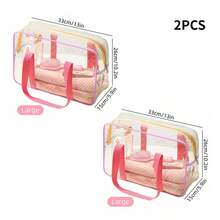 2pcs Transparent PVC Beach Tote Bags, Large Capacity Waterproof Sandproof Reusable Travel Swimming Outdoor Sports Storage Bags - Multicolor - View 12