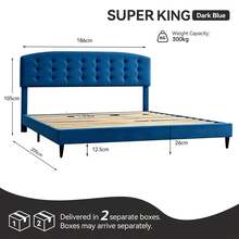 MCC Direct Upholstered Bed Frame With Cozy Button Tufted Headboard & Adjustable Height, Wood Slat Support, No Box Spring Needed - Cheyenne - Blue - View 10