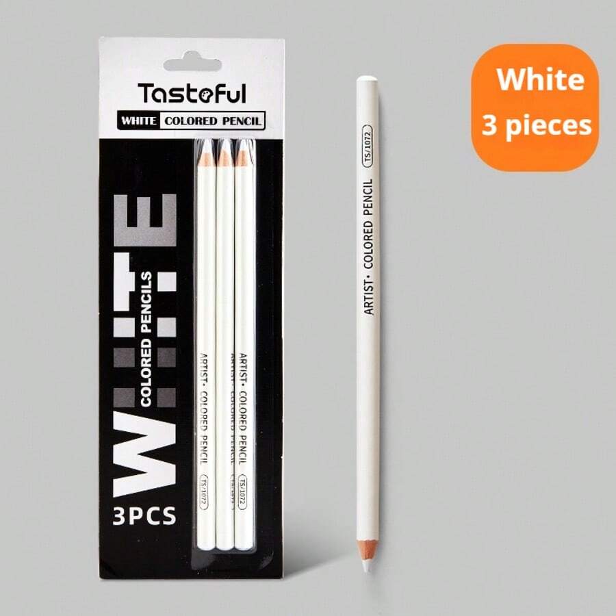 New Upgraded Black & White Colored Pencils, Enhanced Coloring & Layering Oil-Based Colored Pencils For Painting & Art, 3pcs/Pack - Sets - View 1