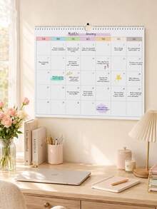 1pc Large Monthly Wall Calendar Planner, Undated Hanging Schedule Board, Suitable For Home Chores, Work Planning, Study Tasks And Daily Reminders, Back To School Office Desk Accessory - Single Piece - View 1