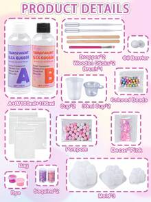 Taba 手作套組 200ml 透明 DIY 手工套組，1:1 AB 軟液體樹脂膠矽膠橡膠材質，含 3 個貓爪矽膠模具，適合 DIY 手作與珠寶製作，適合初學者，14 歲以上 - Pink+Purple - 查看 3