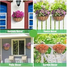 3 piezas de 8"/12" Reemplazo de forro de fibra de coco con forma de media luna, forro de maceta de fibra de coco natural, adecuado para macetas, cestas colgantes, jardineras, almohadilla de forro de fibra de coco con forma de media luna para maceta, para decoración de balcón y jardín exterior - Almohadilla semicircular para cesta de flores - Ver 4