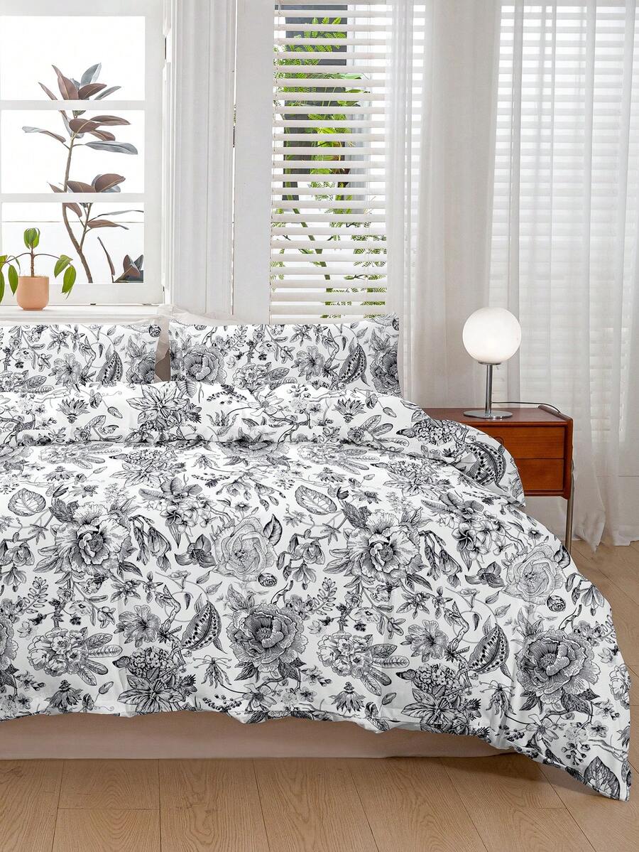 2/3 Piece Leaf Floral Pattern Duvet Cover Set, Ultra Soft Breathable Microfiber, Suitable For All Seasons. Machine Washable, Anti-Pilling/Anti-Shrink/Anti-Wrinkle. Suitable For INS Style And Country Style, Extra Large/Large/Full/Twin Size. Suitable For Home, Dorm, Apartment, Guest Room, Rental And Gift. - Multicolor - View 1