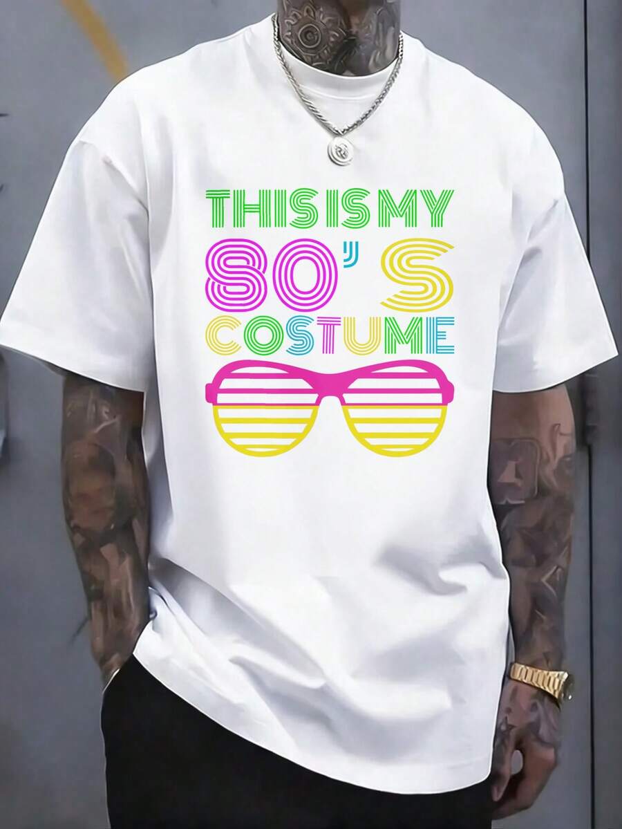 Retro-T-Shirt für Herren im Freizeitstil, Grafikdruck "Das ist mein 80er-Jahre-Kostüm", Sommerkostüm, 100 % Baumwolle, lustiges Vintage-T-Shirt