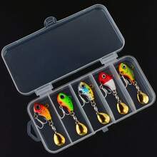5件裝旋轉金屬VIB震動路亞旋轉匙形釣魚誘餌 釣魚假餌 鱒魚冬季釣魚 硬餌釣具 - 彩色 - 查看 2