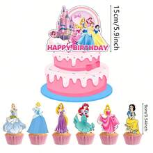 Hasbro Princess Cake Decoration Set, 25 Cartoon Cake Toppers, Girls' Princess-Themed Birthday Party Decorations - Multicolor - View 2