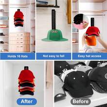 Black Dual-Use Hat Storage Rack, Adhesive & Nail Mount Wall-Hanging Hat Holder, Multi-Layer Slot Anti-Drop Baseball Cap Rack For Bedroom Door,Bedroom Room Decor,Back To School - View 6
