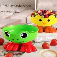 Cute Cartoon Frog & Chick Shaped Plastic Fruit Bowl, Decorative Snack & Candy Storage Bowl, Suitable For Desktop, Home, Party Decoration - Multicolor - View 1