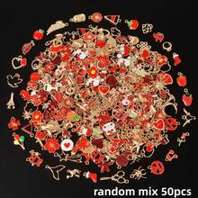10/20/30/50/80/100pcs Assorted Minimalist Pink Enamel + Gold Alloy Random Mix Heart, Pentagram, Elephant, Leaf Charms Pendants, Suitable For Bag Decoration, Handmade DIY Jewelry Making Necklace Bracelet Earrings Accessories - Pink+Gold - View 20