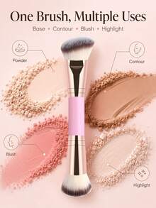 Dual-Ended Makeup Brush - Angled Contour Brush And Flat Foundation Brush, Suitable For BB Cream, Liquid Foundation, Achieving Seamless Blending, Shading And Contouring (Professional Makeup Brush Set), Foundation Brush, Concealer Brush, Blush Brush, Contour Brush, Blush Brush, Contour Brush, Powder Brush, Foundation Brush, Blush Brush - Rose Gold - View 5