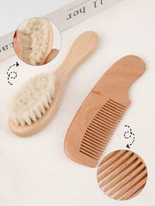 1/2 Pieces Hair Brush And Comb Set, Soft Goat Hair Bristle Wooden Hair Brush, Smooth Wood Comb, Portable Hair Grooming Styling Kit For Home Travel Daily Use - Multicolor - View 1