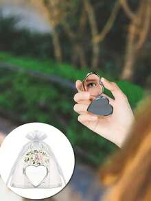 30pcs/15pcs/Set Metal Heart-Shaped Mirror Wedding Gift Set, Includes 5pcs Mirror Keychains, 5pcs Thank You Cards And 5pcs Organza Bags, Metal Heart-Shaped Keychain, DIY Small Mirror, Portable Mini Makeup Mirror, Suitable For Birthday Party - Multiple Styles - View 4
