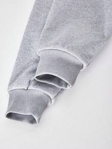 Teen Girl Knight Graphic Print Hoodie And Sweatpants Casual Set - Grey - View 7