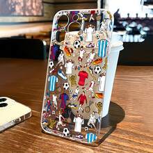 1件透明全螢幕足球塗鴉圖案手機殼，個性化保護殼，適用於 iPhone 16 Pro Max/17/16/15/14 Plus/13/12/11/Air 及系列 - 彩色 - 查看 3