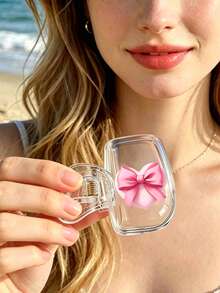 Pink Heart Bow Travel Toothbrush Protective Case, Luxury Cute Portable Durable Toothbrush Box, Transparent Toothbrush Storage Box, Toothbrush Head Protective Clip, Toothbrush Dust-Proof Protective Cover, Portable Design Easy To Carry, Dual-Hole Design For Easy Drainage And Ventilation, Dust-Proof Lid, Suitable As Gift For Couples, Friends, Family, Teachers, Travel Enthusiasts, Home, Dorm, Vacation Essentials, Suitable For Birthday, Back To School, Wedding, Return To School Occasions, Spring And Summer Essentials, Clean And Care For Your Oral Health, Family Gift. - Multicolor - View 5