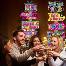 50s 70s 80s 90s Party Signs Decoration, 50s 70s 80s 90s Party Signs, Fun 50s 70s 80s 90s Photo Booth Props, Back To 80s Theme Party Signs, Colorful 50s 70s 80s 90s Party Decorations, Outdoor Wall Decor - View 5