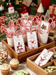 Joivida 48PCS Christmas Candy Cane Holder Cards, Santa & Reindeer Pattern, Holiday Party Favors, Gift Packaging, Tabletop Decorations - Multicolor - View 6