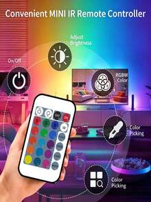 1pc USB Powered LED Light Strip With 24 Infrared Remote Control Functions, Adjustable Color Modes, Self-Adhesive Backing, Suitable For TV, Computer Screen, Party, Bedroom, Home Decor, Game Room, Family Gathering TV Backlight, Battery Powered - Black - View 5
