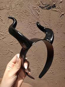 Black Devil Horns Headband, Gothic Style Devil Horns Headband, Halloween Cosplay Costume Hair Accessory, Party Photo Prop - Black - View 7