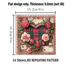 24 Sheets 6*6 Inch Vintage Heart Plaid Pattern, Distressed Paper Texture Scrapbooking Paper, Suitable For Collage, Handmade Origami Projects, Decorative Paper, DIY Paper, Handmade Scrapbook, Bullet Journal, Art Collage | Natural Elements - Square - View 4